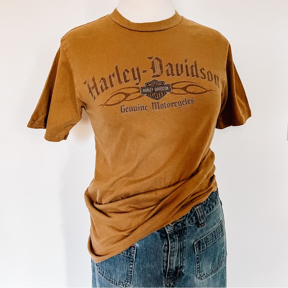 Y2K Camel Brown Harley Davidson T- Shirt